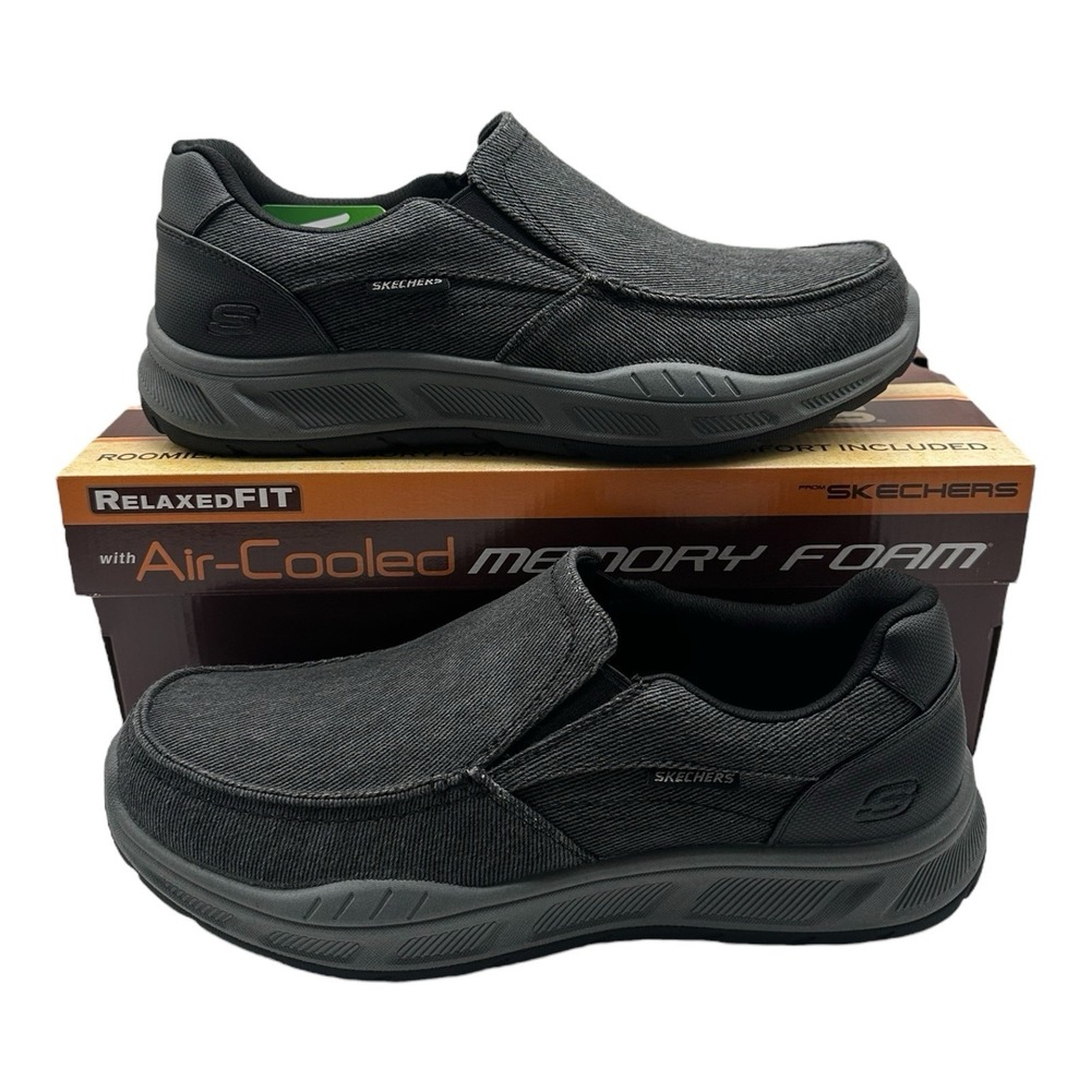 Skechers Cohagen Vierra Shoes Mens Sz‎ 11.5 Black Slip On Comfort Loafers 204848